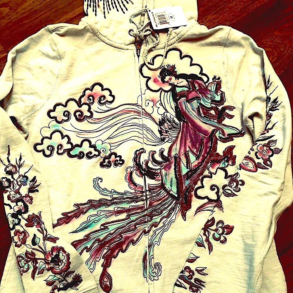 Lucky Brand Hoodie NWT Jacket Embroidered-Detail Zipper-Front L-Sleeve Size Med - Picture 5 of 10
